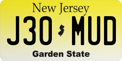 NJ license plate J30MUD