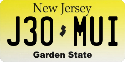 NJ license plate J30MUI