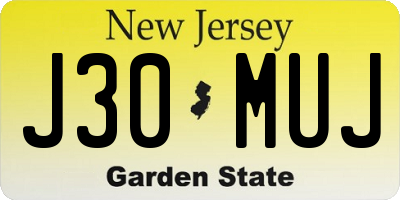 NJ license plate J30MUJ