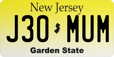 NJ license plate J30MUM