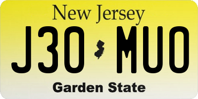 NJ license plate J30MUO