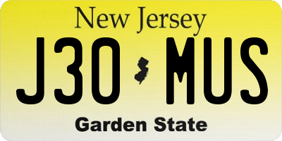 NJ license plate J30MUS