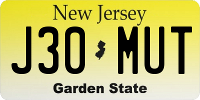 NJ license plate J30MUT