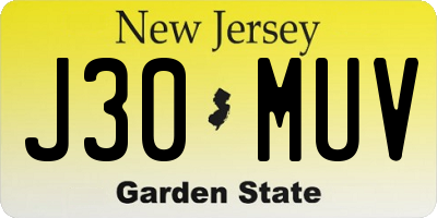 NJ license plate J30MUV