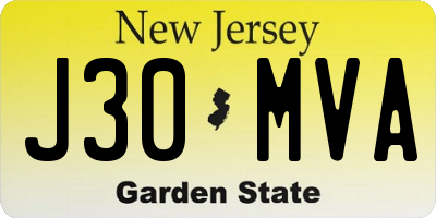 NJ license plate J30MVA