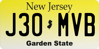 NJ license plate J30MVB