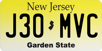 NJ license plate J30MVC