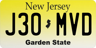 NJ license plate J30MVD