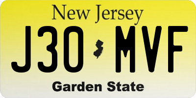 NJ license plate J30MVF