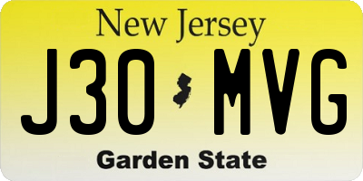 NJ license plate J30MVG