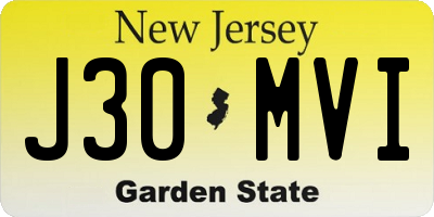 NJ license plate J30MVI