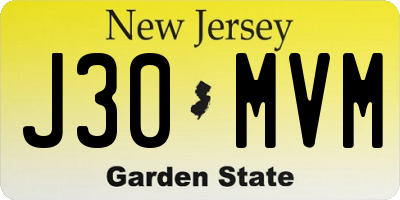 NJ license plate J30MVM