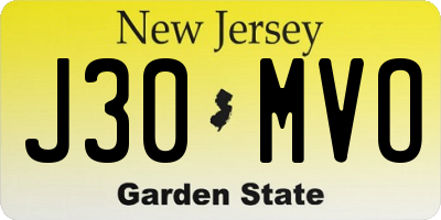 NJ license plate J30MVO