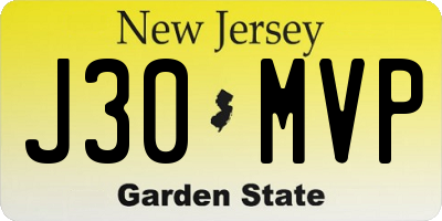 NJ license plate J30MVP