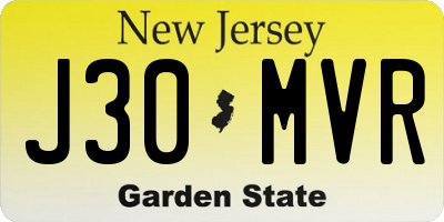 NJ license plate J30MVR
