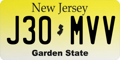 NJ license plate J30MVV