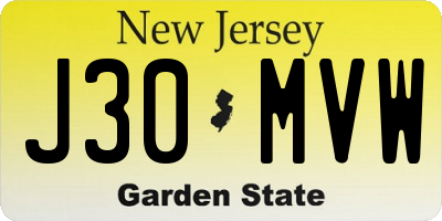 NJ license plate J30MVW