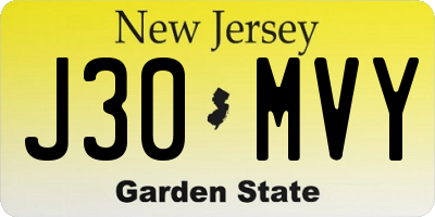 NJ license plate J30MVY