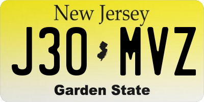 NJ license plate J30MVZ