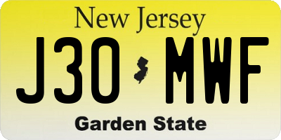 NJ license plate J30MWF