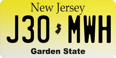 NJ license plate J30MWH