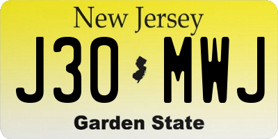 NJ license plate J30MWJ