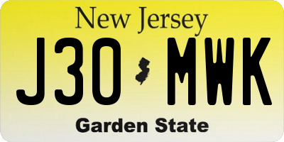 NJ license plate J30MWK