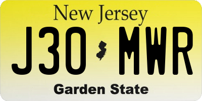 NJ license plate J30MWR