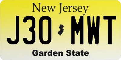 NJ license plate J30MWT