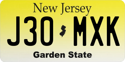 NJ license plate J30MXK