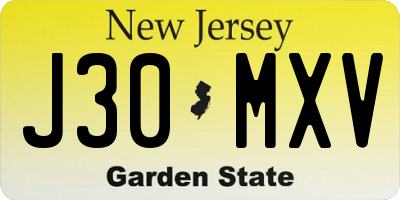 NJ license plate J30MXV