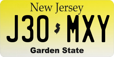 NJ license plate J30MXY