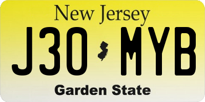 NJ license plate J30MYB