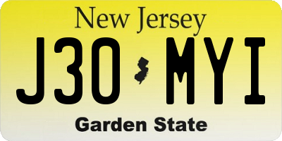 NJ license plate J30MYI