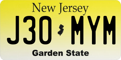 NJ license plate J30MYM