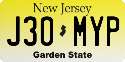 NJ license plate J30MYP