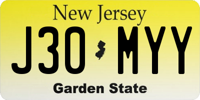 NJ license plate J30MYY