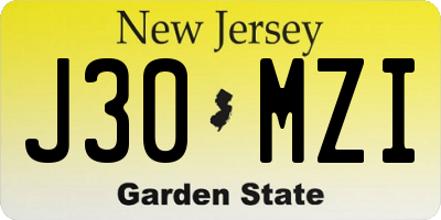 NJ license plate J30MZI