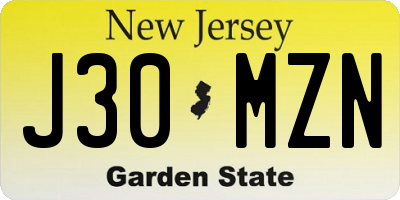 NJ license plate J30MZN
