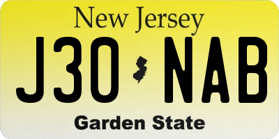 NJ license plate J30NAB