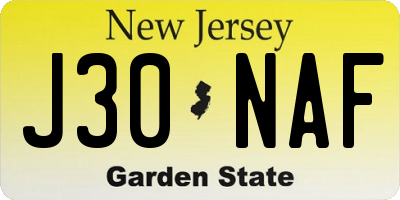 NJ license plate J30NAF