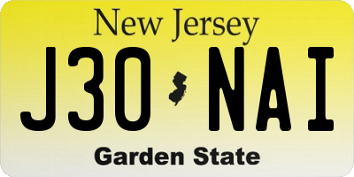 NJ license plate J30NAI
