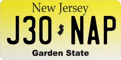 NJ license plate J30NAP