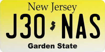 NJ license plate J30NAS