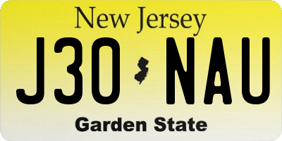 NJ license plate J30NAU
