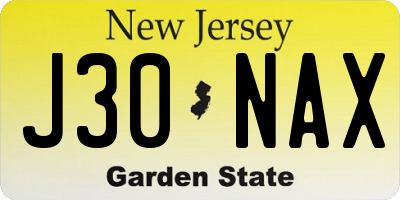 NJ license plate J30NAX