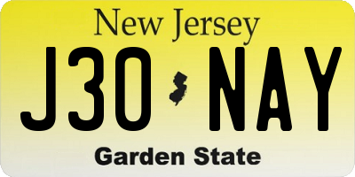 NJ license plate J30NAY