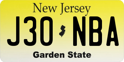 NJ license plate J30NBA