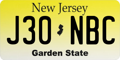 NJ license plate J30NBC