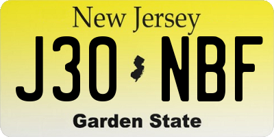 NJ license plate J30NBF